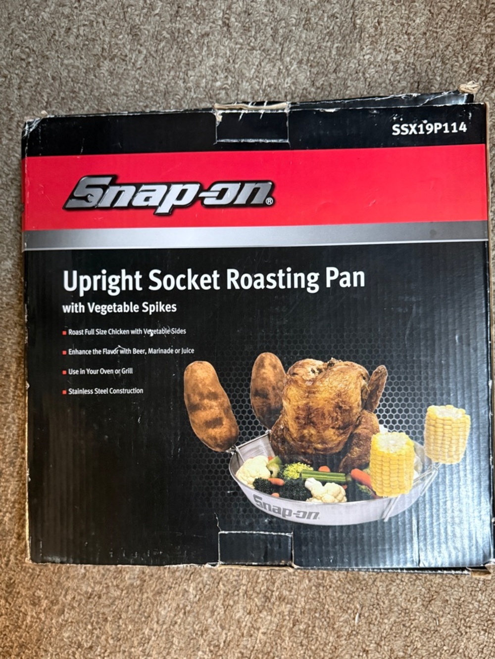 Snap-on Red and Black Upright Socket Roasting Pan